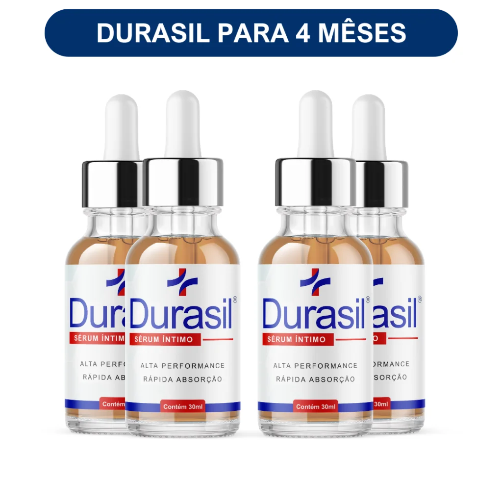 Kit com quatro frascos do Durasil Sérum Íntimo, destacando oferta especial do produto.